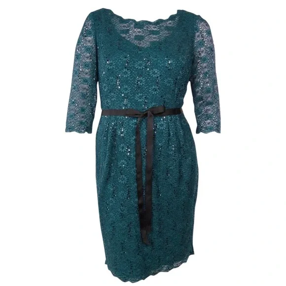 Alex Evenings Dresses Alex Evenings Sequined Floral Lace Dress
